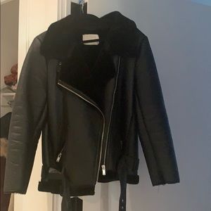 ZARA FAUX FUR BIKER JACKET